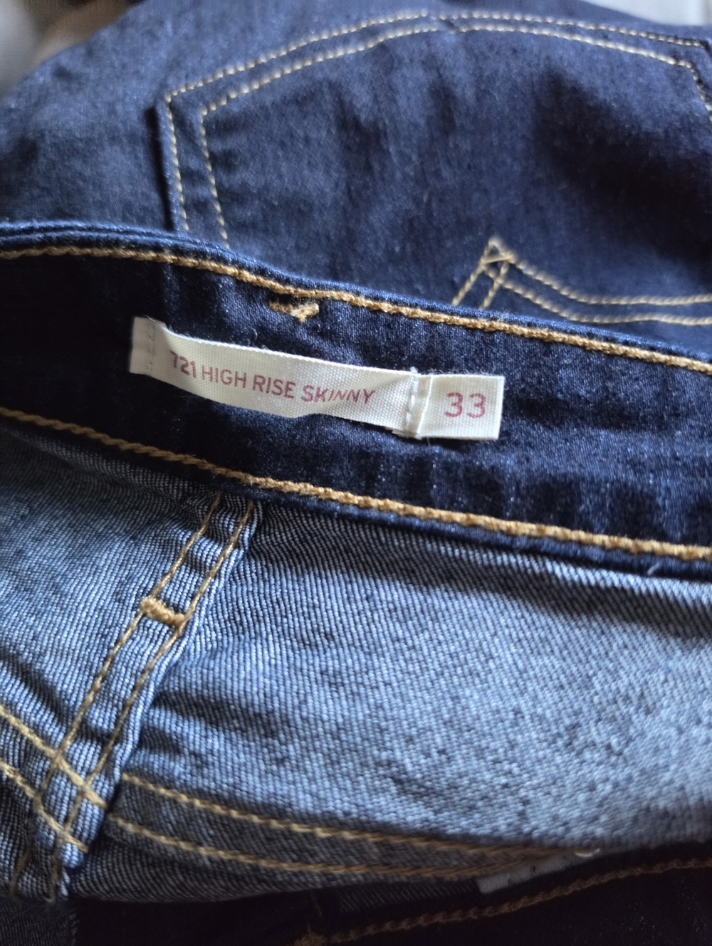 Levi's 721 High Rise Skinny Jeans Cast Shadows Dark Wash Blue Sz 33x30 - Picture 9 of 11